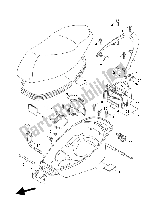 All parts for the Seat of the Yamaha NXC 125 EA Cygnus X 2010
