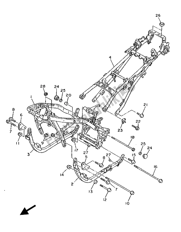 All parts for the Frame of the Yamaha FJ 1200 1986