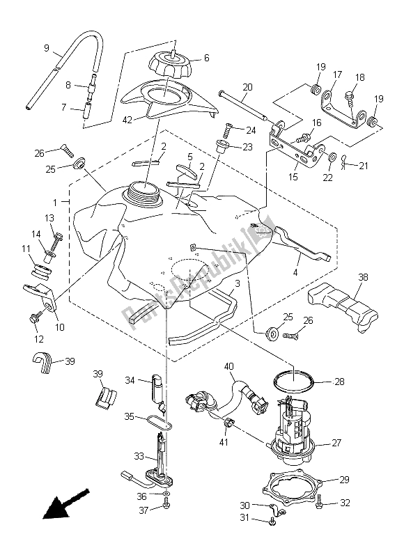 All parts for the Fuel Tank of the Yamaha WR 450F 2015