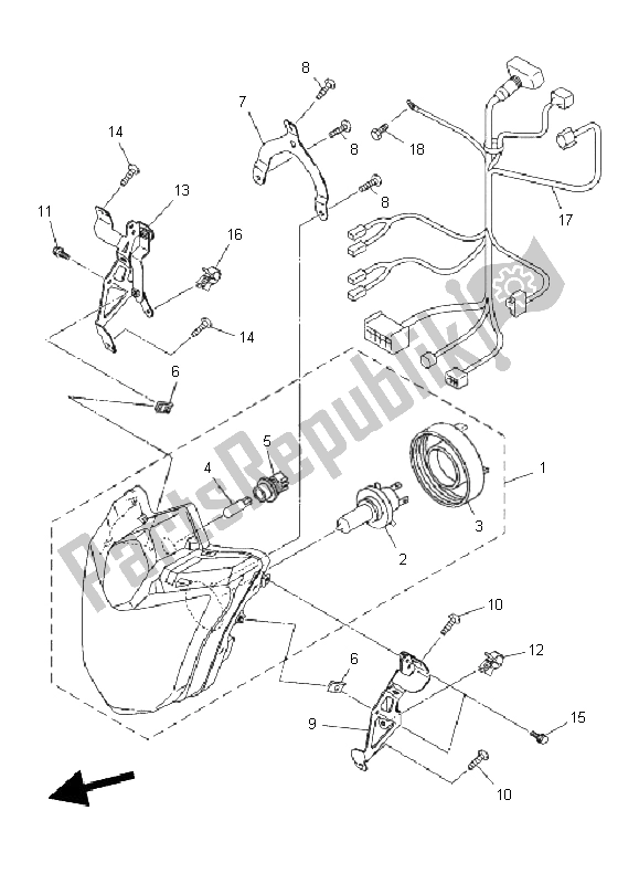 All parts for the Headlight of the Yamaha XJ6 FA 600 2011