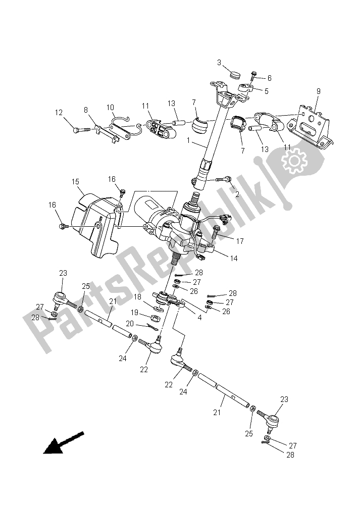 Todas las partes para Direccion de Yamaha YFM 450 Fwad IRS Grizzly 4X4 2015