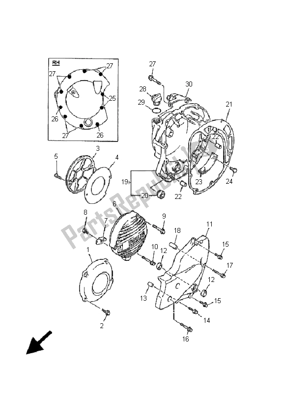 Toutes les pièces pour le Couvercle De Carter 1 du Yamaha XJ 600N 2001