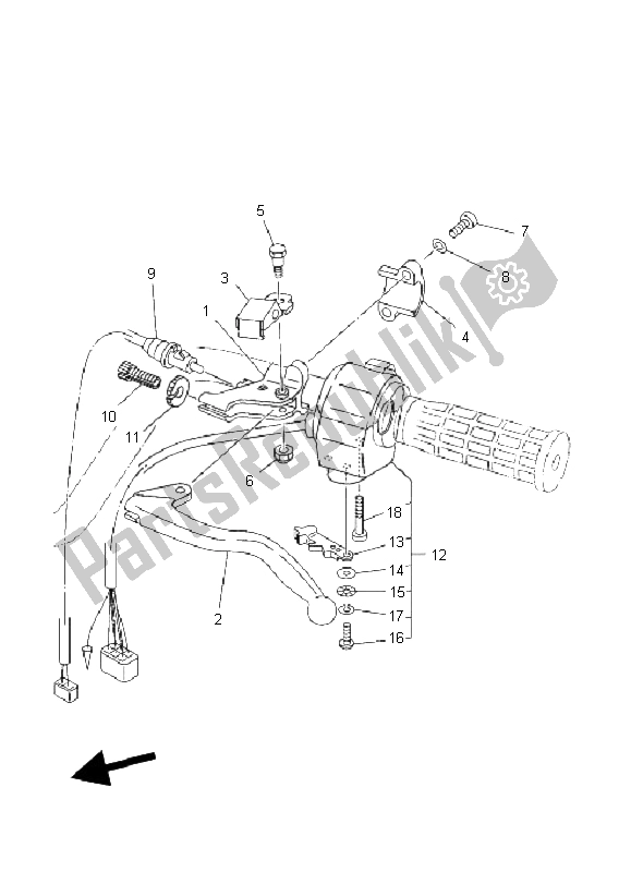 All parts for the Handle Switch & Lever of the Yamaha YFM 350 FA Bruin 2X4 2004