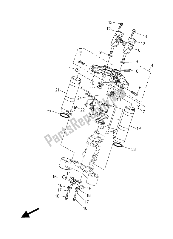 All parts for the Steering of the Yamaha MT-07 700 2015