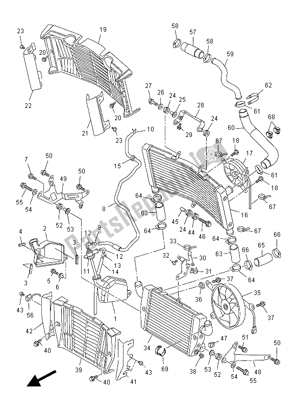 Alle onderdelen voor de Radiator Slang van de Yamaha VMX 17 1700 2012