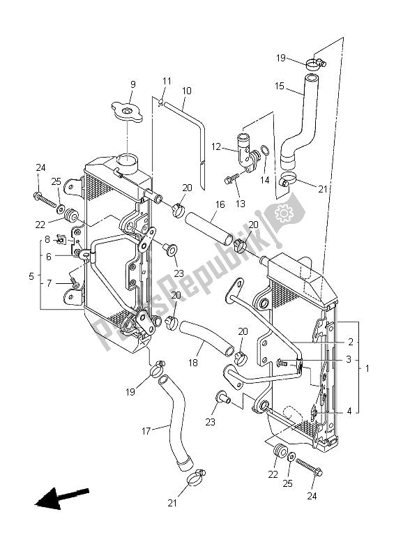 All parts for the Radiator & Hose of the Yamaha YZ 250F 2007