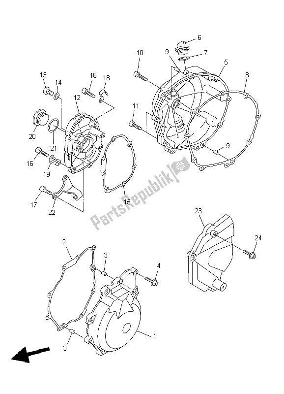 All parts for the Crankcase Cover 1 of the Yamaha YZF R6 600 2010