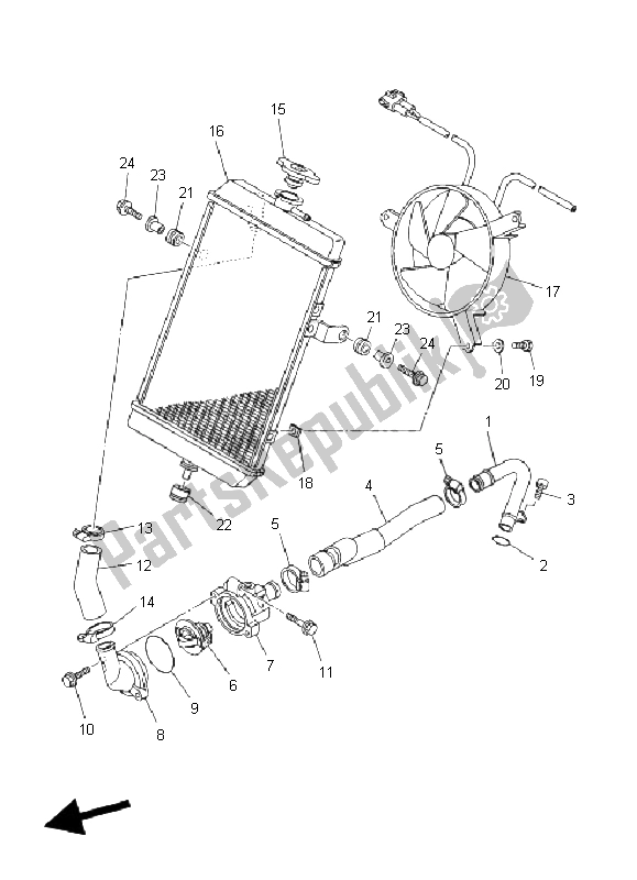 Toutes les pièces pour le Tuyau De Radiateur du Yamaha YFM 660R 2004