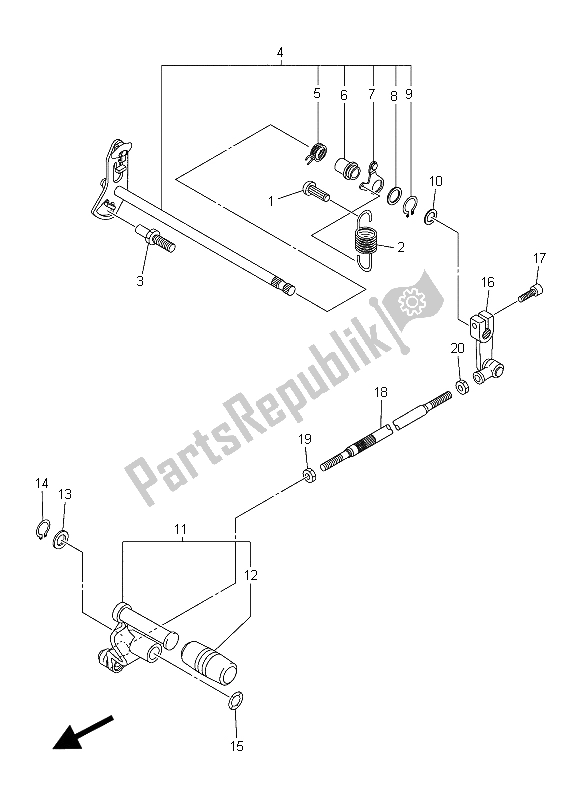 All parts for the Shift Shaft of the Yamaha XVS 1300 CU 2015