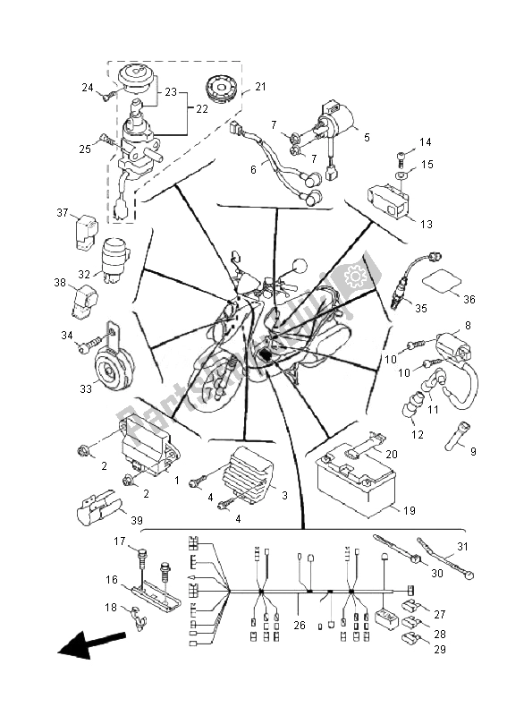 All parts for the Electrical 1 of the Yamaha YW 125 BWS 2010