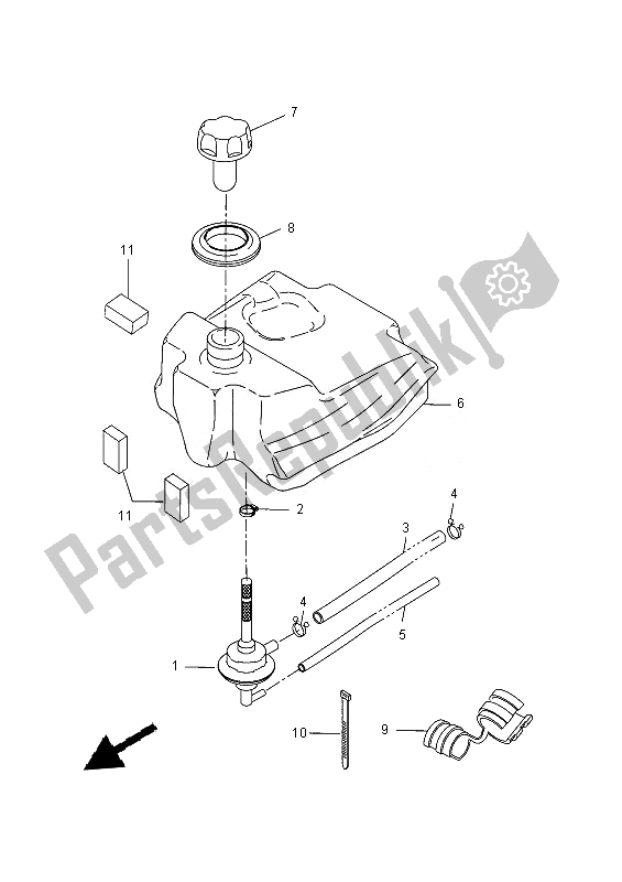 All parts for the Fuel Tank of the Yamaha CW 50N 2013