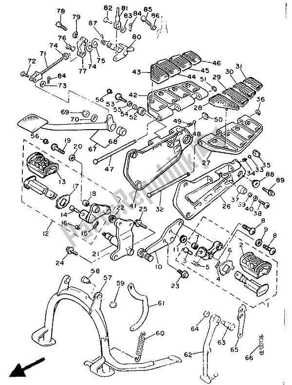Toutes les pièces pour le Support Et Repose-pieds du Yamaha XVZ 13 TD Venture Royal 1300 1989