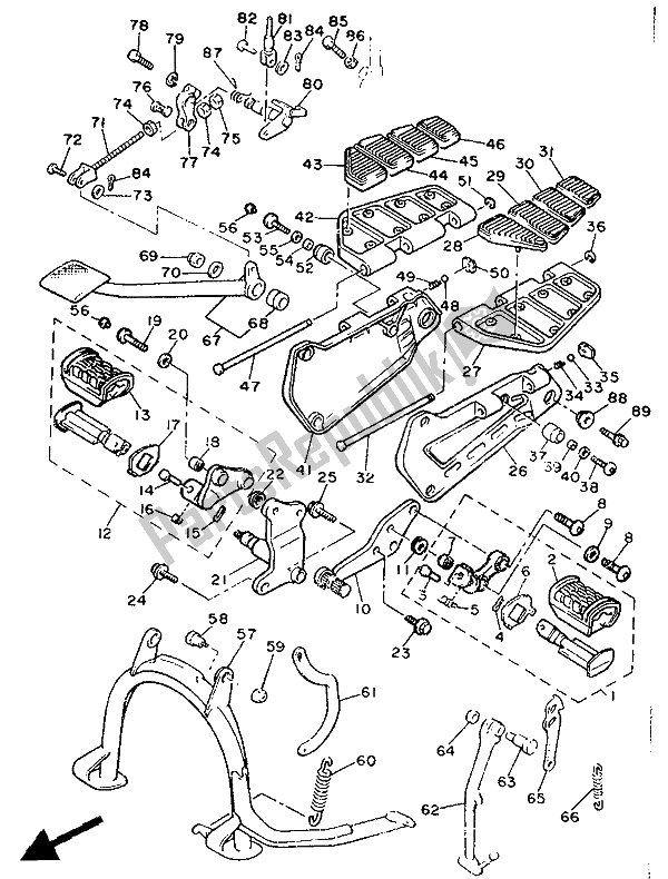 Todas as partes de Suporte E Apoio Para Os Pés do Yamaha XVZ 13 TD Venture Royal 1300 1989