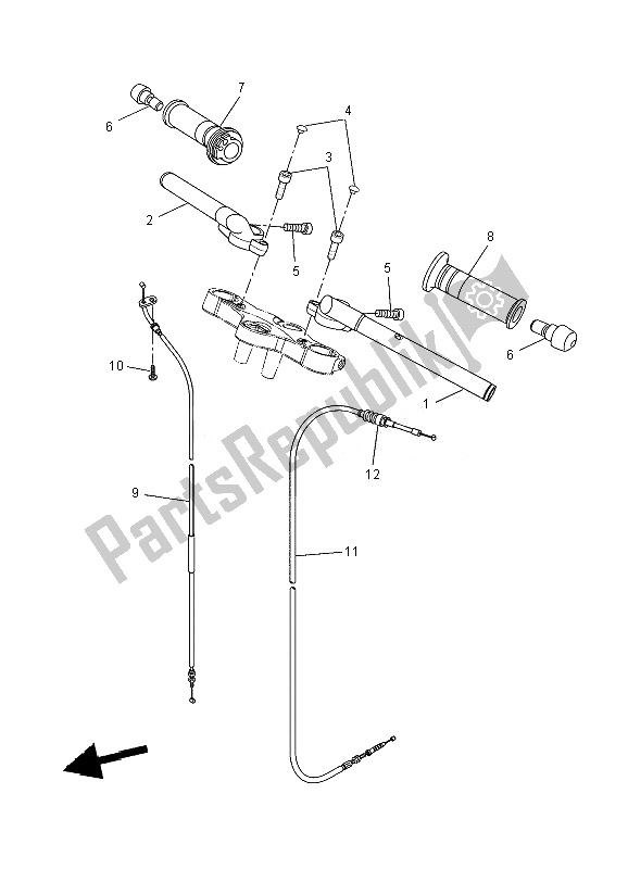 All parts for the Steering Handle & Cable of the Yamaha YZF R 125 2010