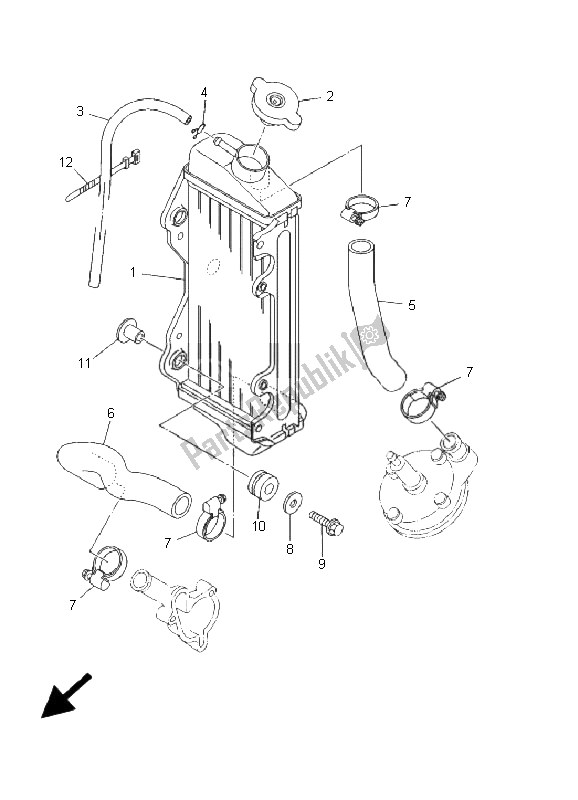 All parts for the Radiator & Hose of the Yamaha YZ 80 SW LW 2001