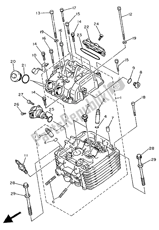 Toutes les pièces pour le Culasse du Yamaha XTZ 660 Tenere 1992