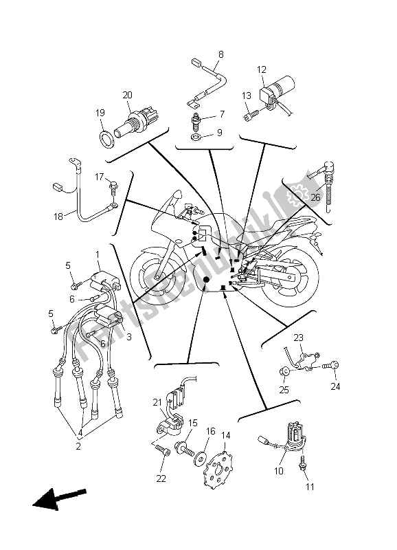 All parts for the Electrical 1 of the Yamaha FZ6 S 600 2004