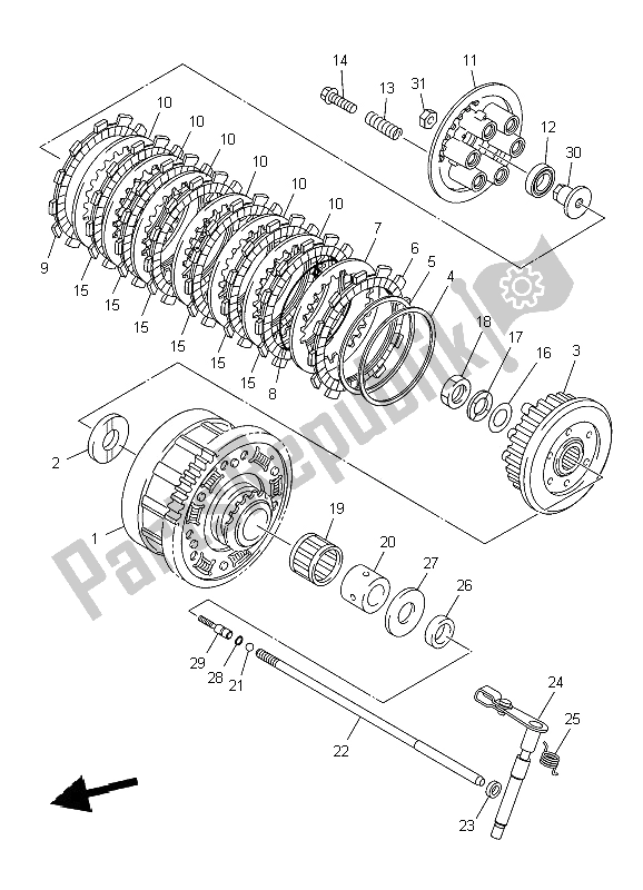 All parts for the Clutch of the Yamaha XJ6S Diversion 600 2009