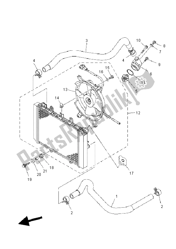 Tutte le parti per il Tubo Del Radiatore del Yamaha YFM 550F Grizzly EPS Yamaha Black 2011