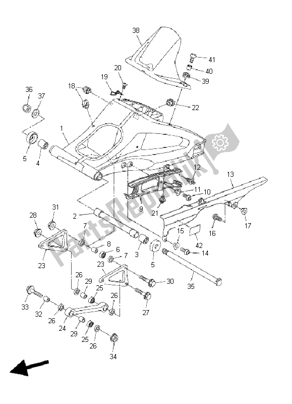 Alle onderdelen voor de Achterste Arm van de Yamaha FZ1 NA Fazer 1000 2008