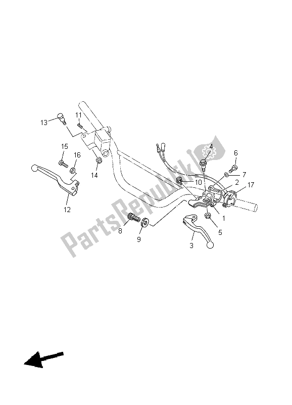 All parts for the Handle Switch & Lever of the Yamaha TT R 125 SW LW 2009