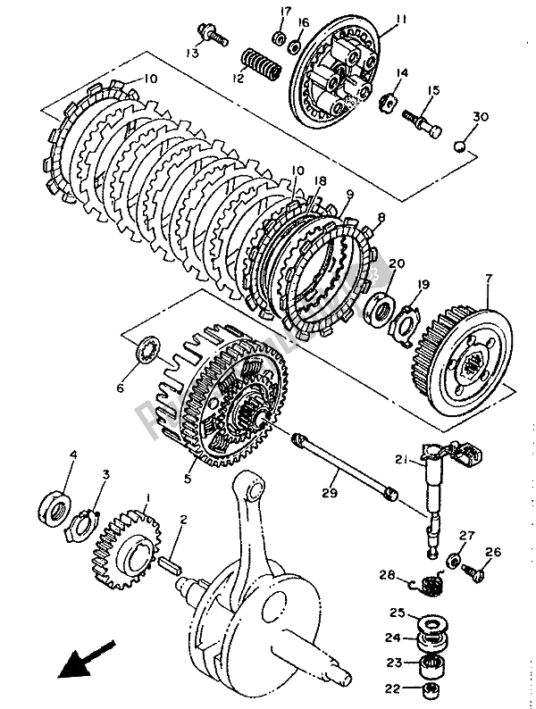 All parts for the Clutch of the Yamaha XT 600K 1993