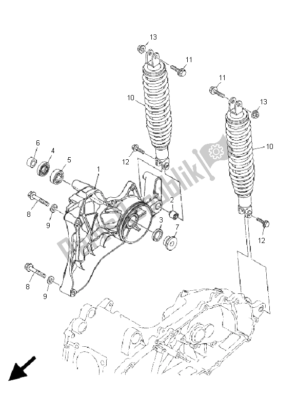 All parts for the Rear Arm & Suspension of the Yamaha YP 400 Majesty 2005