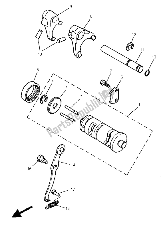 Toutes les pièces pour le Came Et Fourchette De Changement De Vitesse du Yamaha PW 80 1995