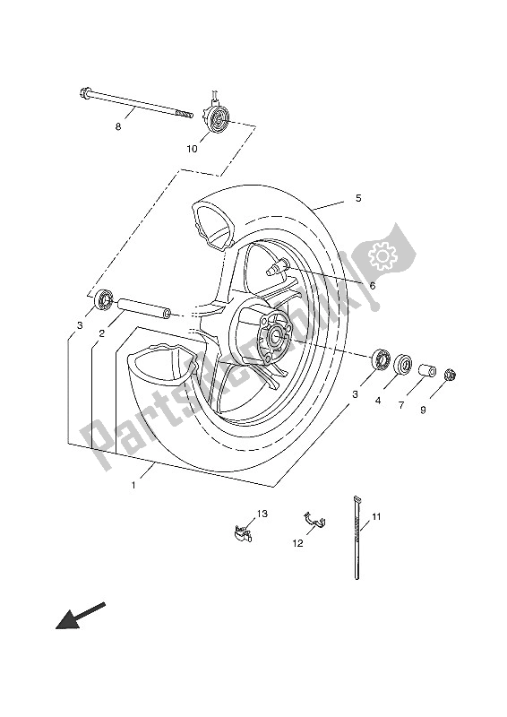 All parts for the Front Wheel of the Yamaha NS 50N 2016