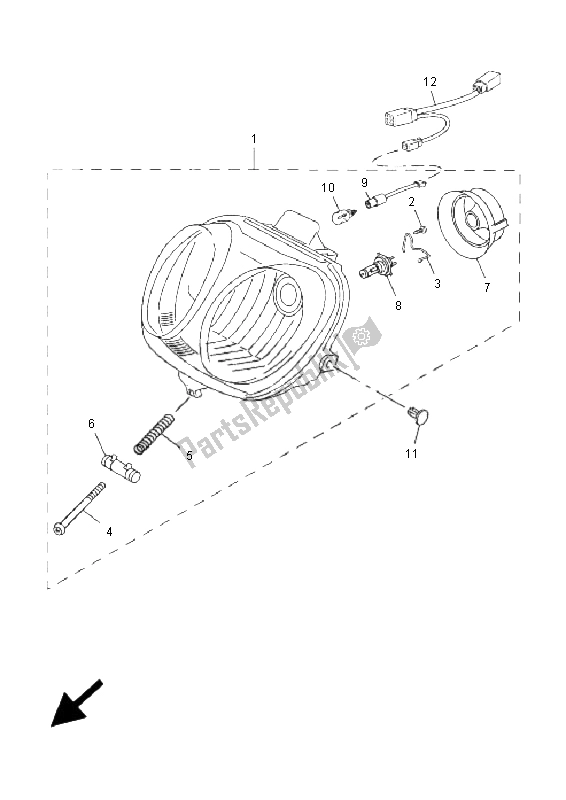 All parts for the Headlight of the Yamaha YN 50F 4T Neos 2009