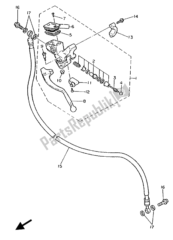 Tutte le parti per il Pompa Freno Anteriore 2 del Yamaha GTS 1000 1993