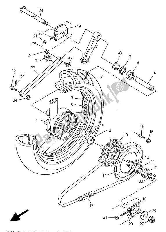 Tutte le parti per il Ruota Posteriore del Yamaha XJR 1200 1997