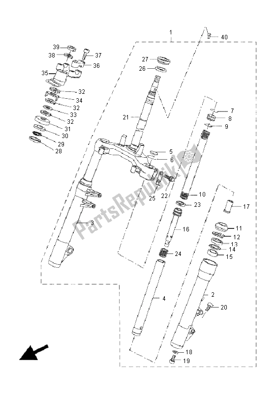 All parts for the Steering of the Yamaha VP 125 X City 2008