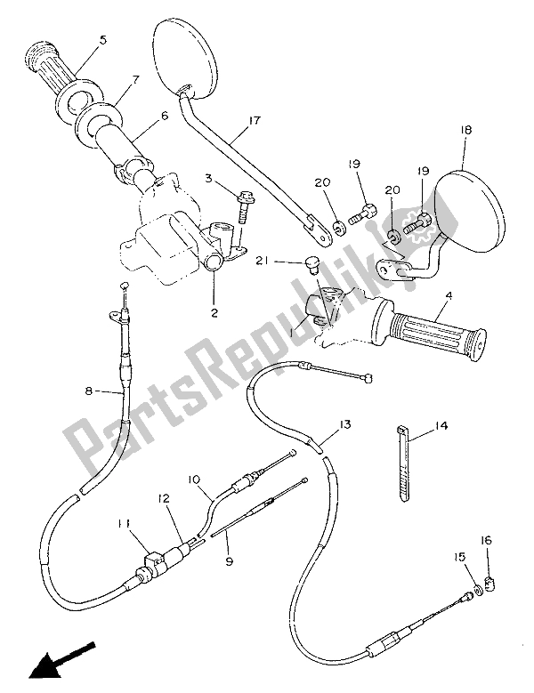 Tutte le parti per il Maniglia E Cavo Dello Sterzo del Yamaha YSR 50 1987