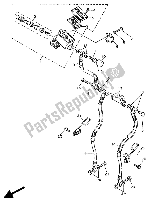 Toutes les pièces pour le Maître-cylindre Avant du Yamaha XV 750 Virago 1992