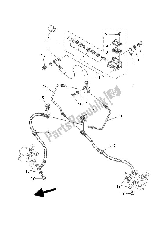 All parts for the Front Master Cylinder of the Yamaha YFM 350X Warrior 2001