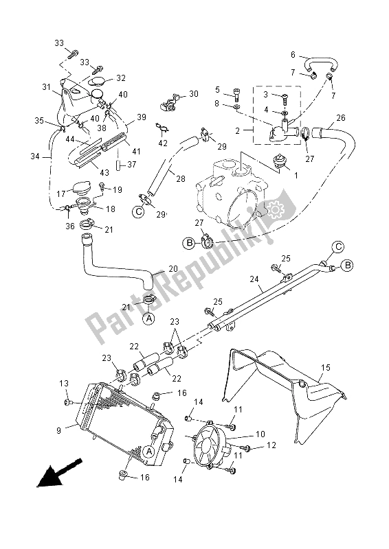 Alle onderdelen voor de Radiator Slang van de Yamaha YP 250 RA 2014