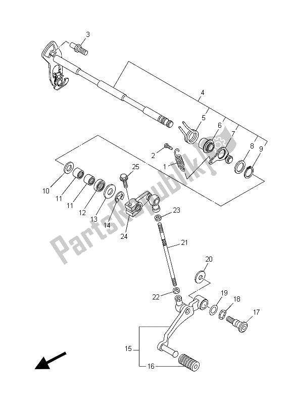 All parts for the Shift Shaft of the Yamaha XT 1200 ZE 2015