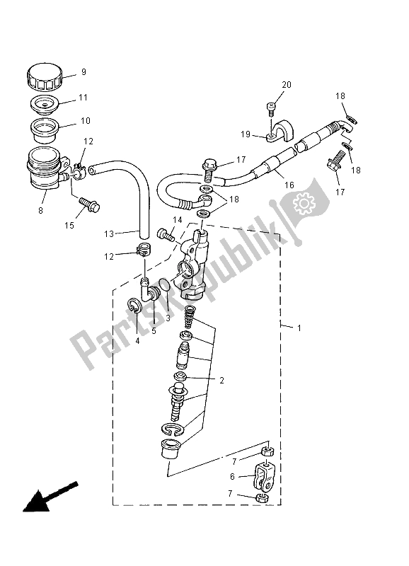 Todas las partes para Cilindro Maestro Trasero de Yamaha YZ 125 2000