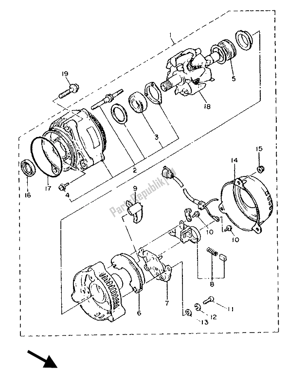 Alle onderdelen voor de Generator van de Yamaha FZR 750 RW 1989