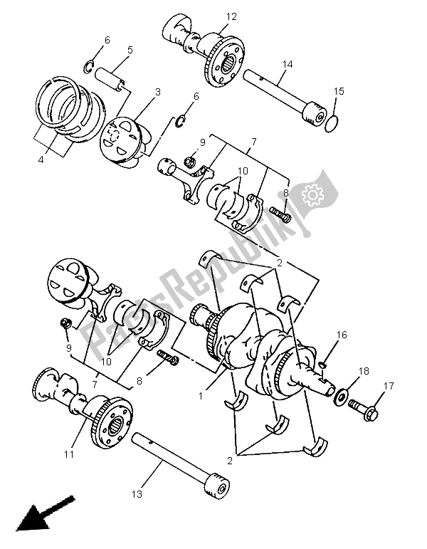 Todas las partes para Cigüeñal Y Pistón de Yamaha TDM 850 1996