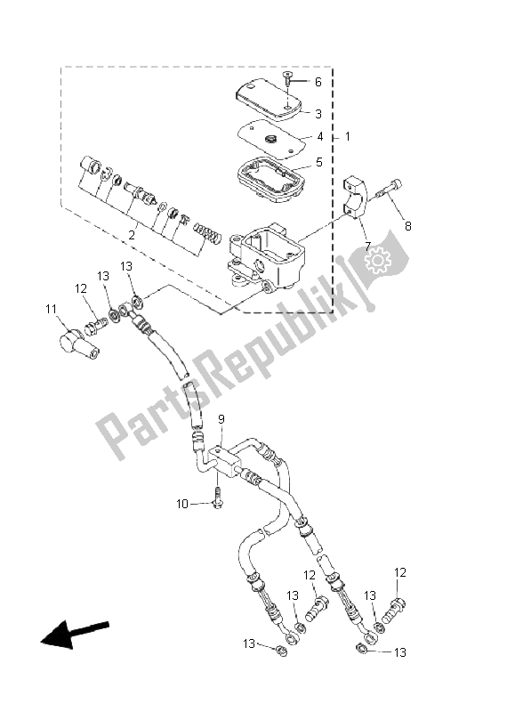 All parts for the Front Master Cylinder of the Yamaha XVS 1300A Midnight Star 2008