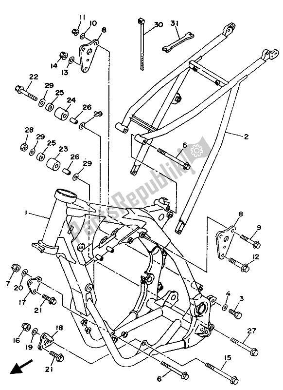 Todas as partes de Quadro, Armação do Yamaha WR 250Z 1994