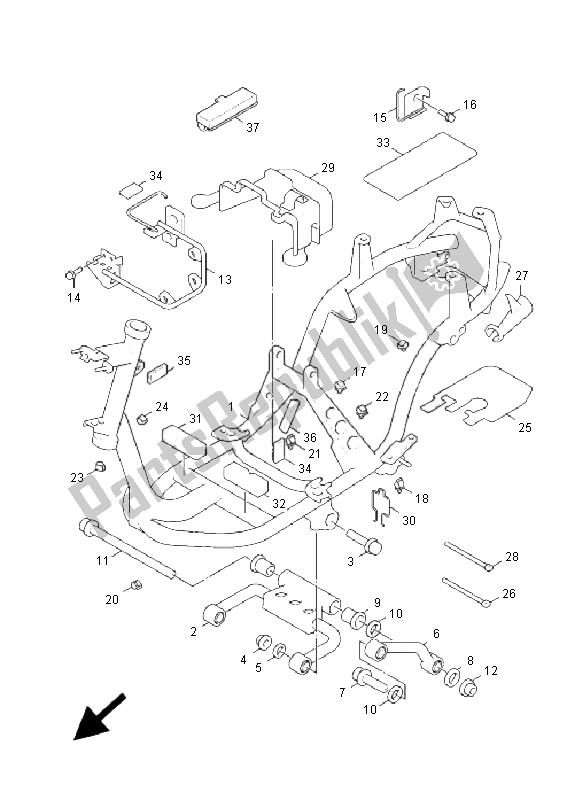 All parts for the Frame of the Yamaha XC 125 Cygnus X 2006