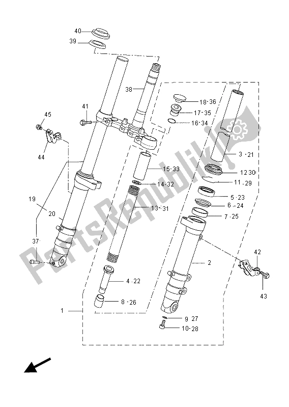 All parts for the Front Fork of the Yamaha YZF R 125 2012