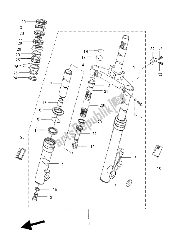 Todas las partes para Tenedor Frontal de Yamaha CW 50N BWS 2010