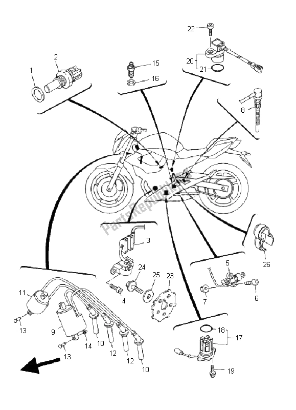 Toutes les pièces pour le électrique 1 du Yamaha XJ6N 600 2011