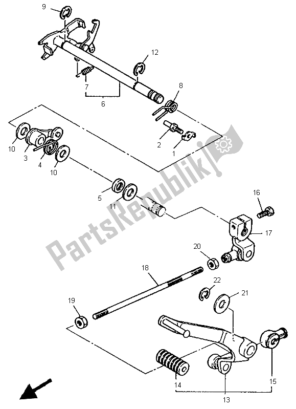 All parts for the Shift Shaft of the Yamaha XVS 650 Dragstar 1997