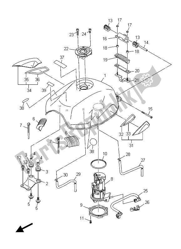 All parts for the Fuel Tank of the Yamaha XJ6 SA 600 2015