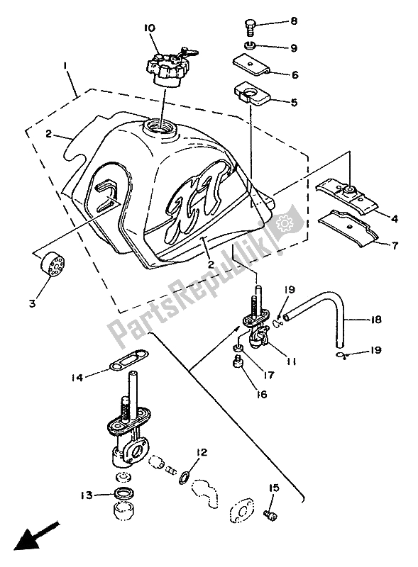 Todas las partes para Depósito De Combustible de Yamaha XT 350 1992